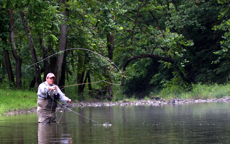 Roll cast fly fishing